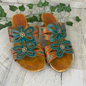 Spring Step Carlina embroidery Sandal Size Women’s 39/ 8